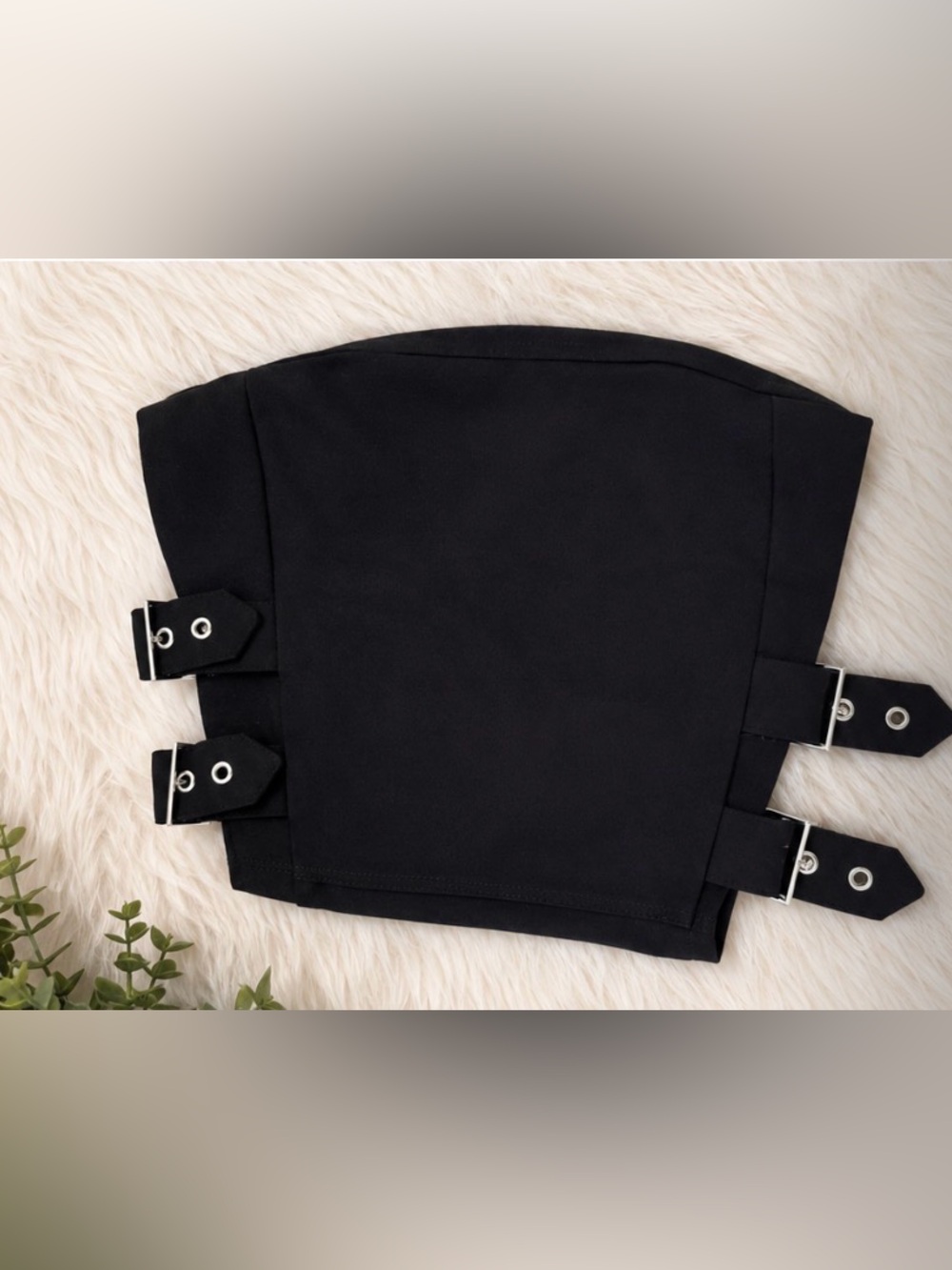 Self Esteem Y2K Black Buckle Strap Tube Top XS
